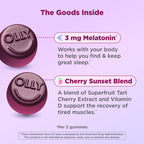 OLLY supplement bottle showing Berry Rested flavor details.