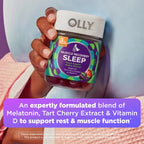 Nutritional facts and ingredients on the back of OLLY muscle recovery packaging.