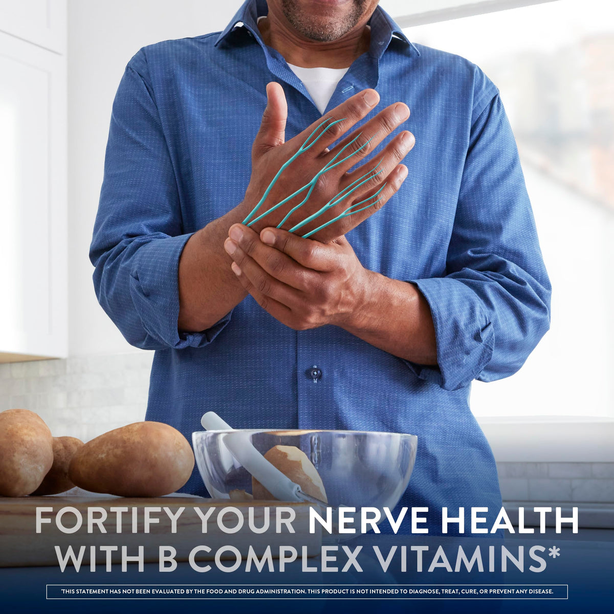Close up of Nervive peripheral neuropathy relief nighttime pills container detailing the seven day action timeframe