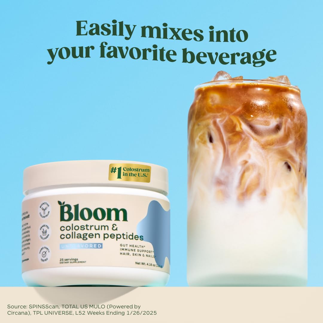 Bloom Nutrition Bovine Colostrum ingredient label closeup