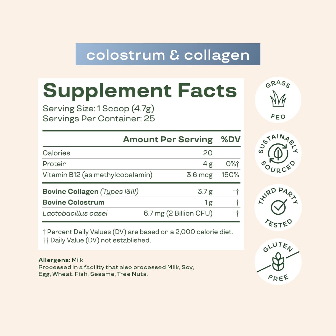 Bloom Nutrition Bovine Colostrum 25 servings container side
