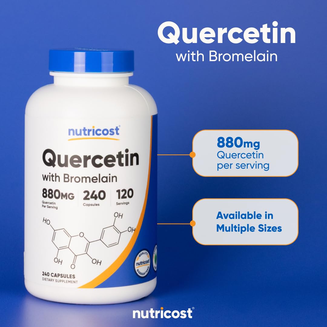 Close up of Nutricost Quercetin 880mg dietary supplement bottle