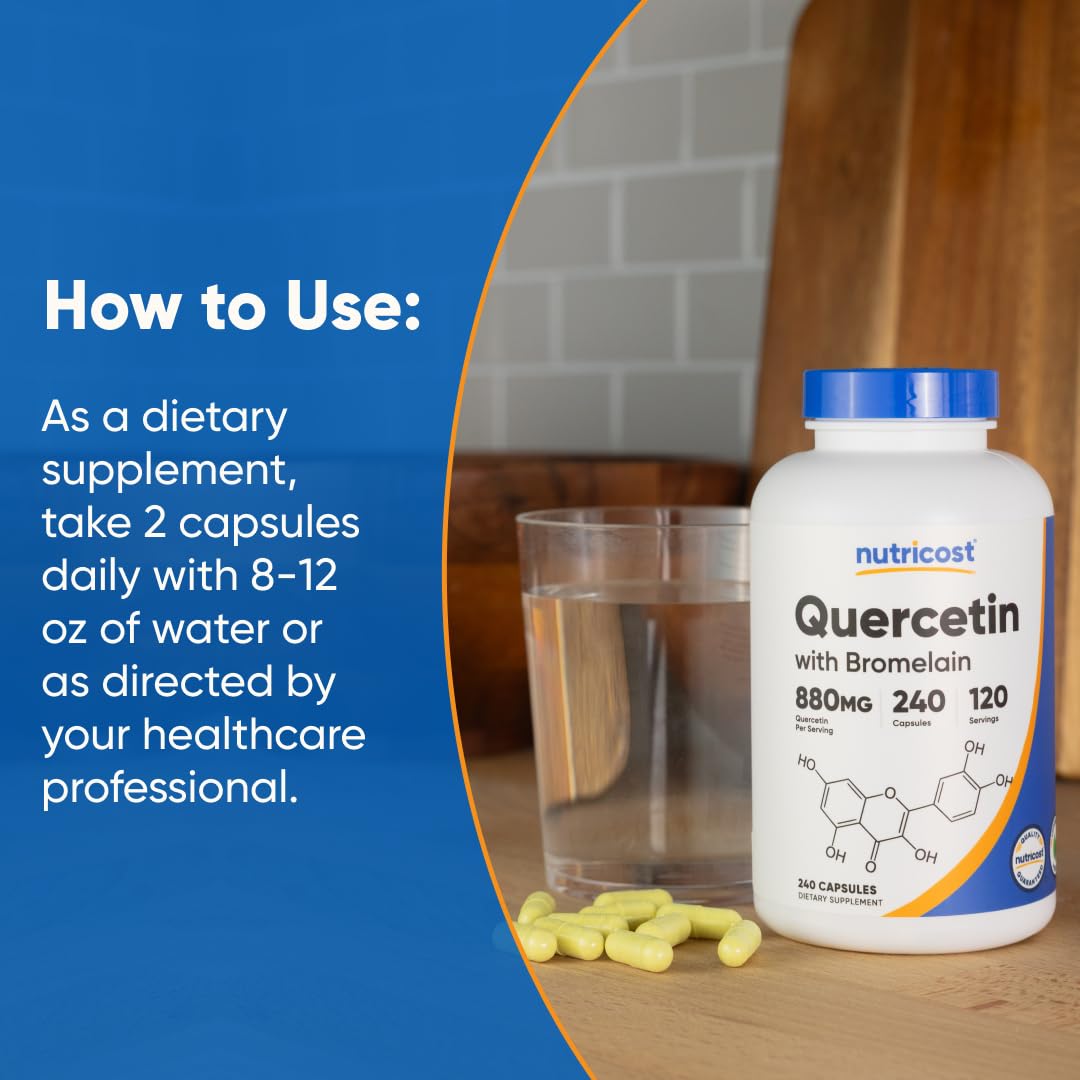 Nutricost Quercetin 880mg and Bromelain 165mg serving size details