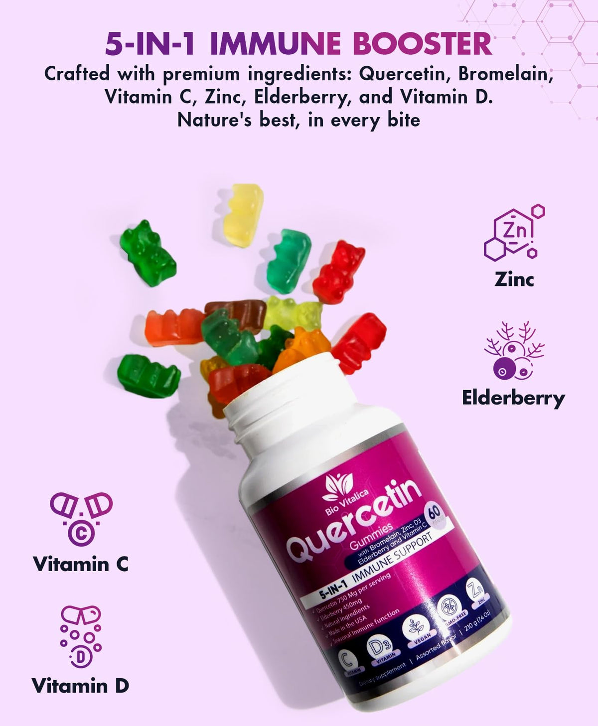 Close up of Bio Vitalica quercetin gummy texture