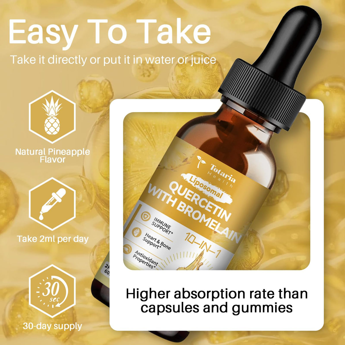 High absorption Quercetin with Bromelain liquid supplement packaging