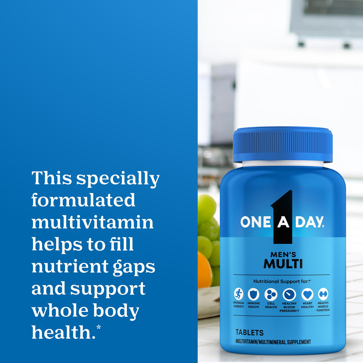 One A Day men's health multivitamin and multimineral daily supplement