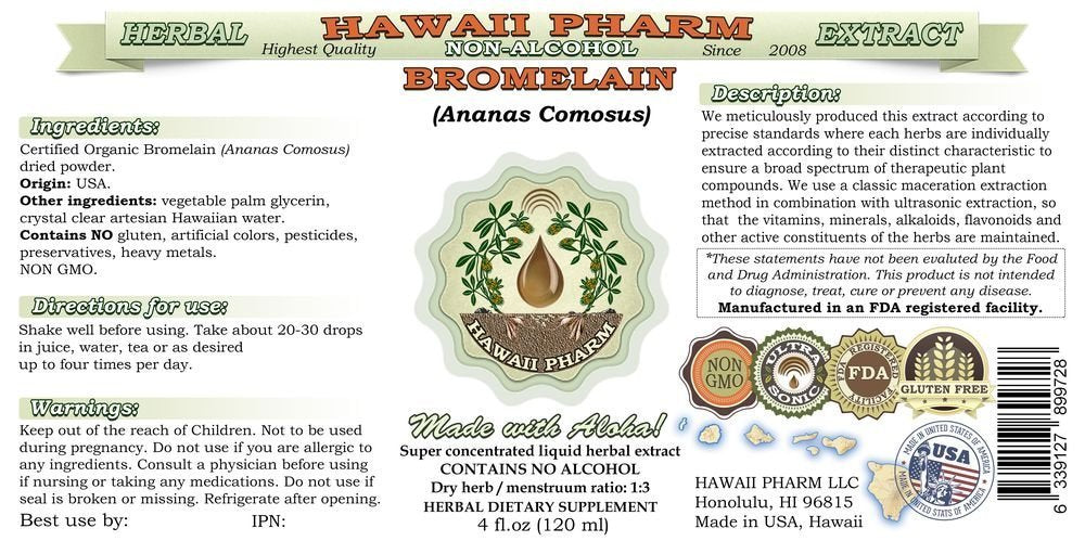 Hawaii Pharm liquid supplement bottle showing USA quality label