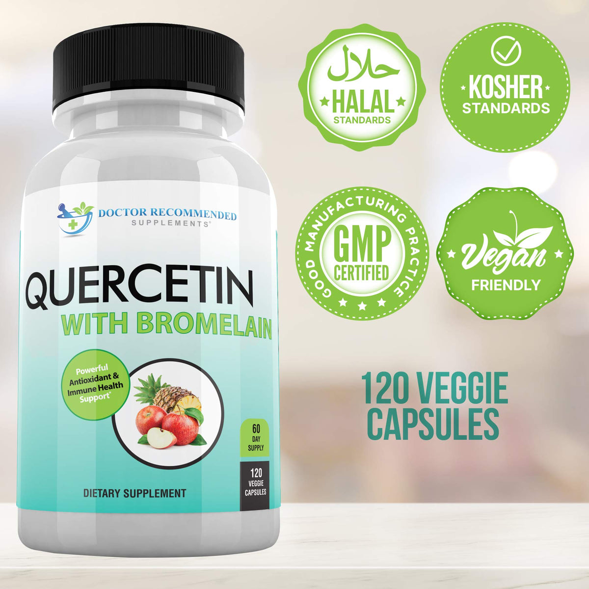 Doctor Recommended Quercetin and Bromelain side profile
