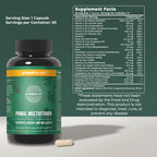 Primal Harvest daily multivitamin supplement showing 21 essential nutrients list