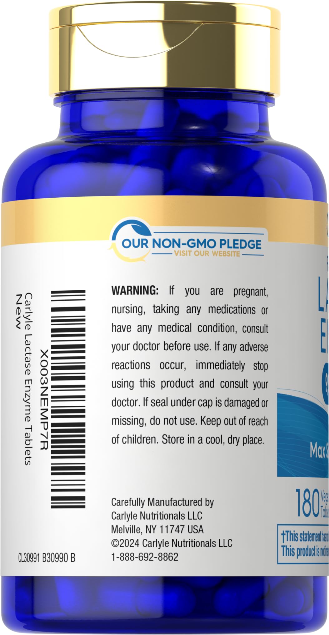 Carlyle maximum strength dairy relief vegetarian tablets ingredient label details