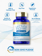 Carlyle digestive health lactase enzyme pills non GMO and gluten free certifications