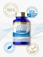 Carlyle lactase enzyme 9000 FCC capsules packaging showing clear batch details