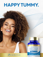 Carlyle fast acting formula lactase tablets showing exact expiry date and barcode