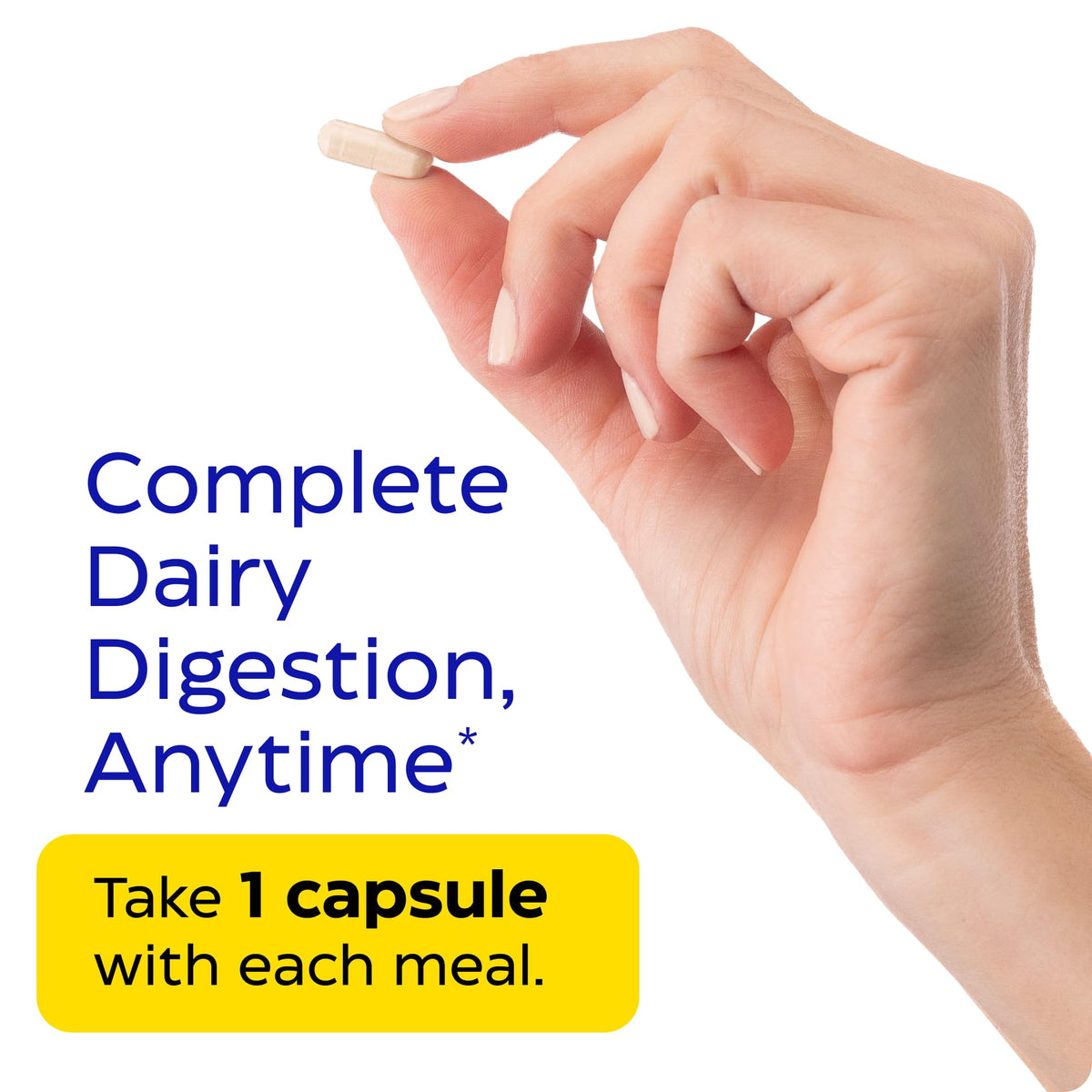 Close-up of the capsule size and appearance for Enzymedica Lacto Advanced Dairy Digestion formula