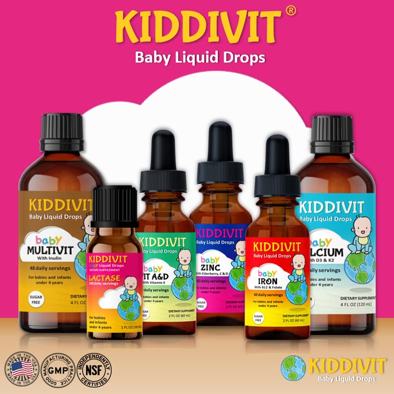 Side view of Kiddivit infant lactase drops packaging showing safety seal