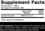 Oxify maximum strength lactase enzyme dietary supplement side panel showing product highlights.