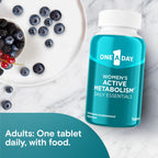 Top view of the secure safety seal and cap on the One A Day active metabolism multivitamin container.