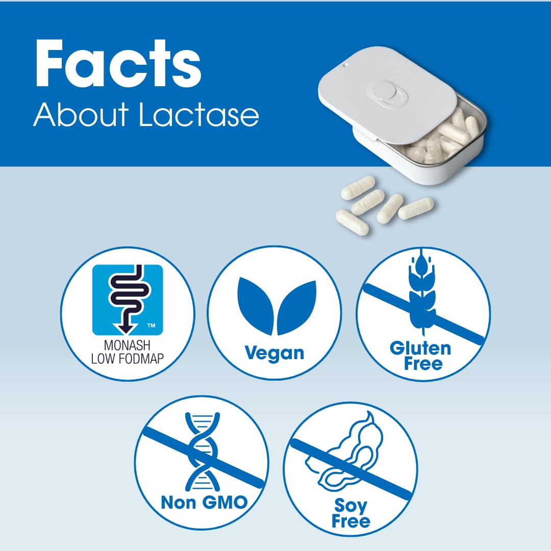 Close up of the supplement facts and ingredients label on Intoleran lactase ten thousand units box.