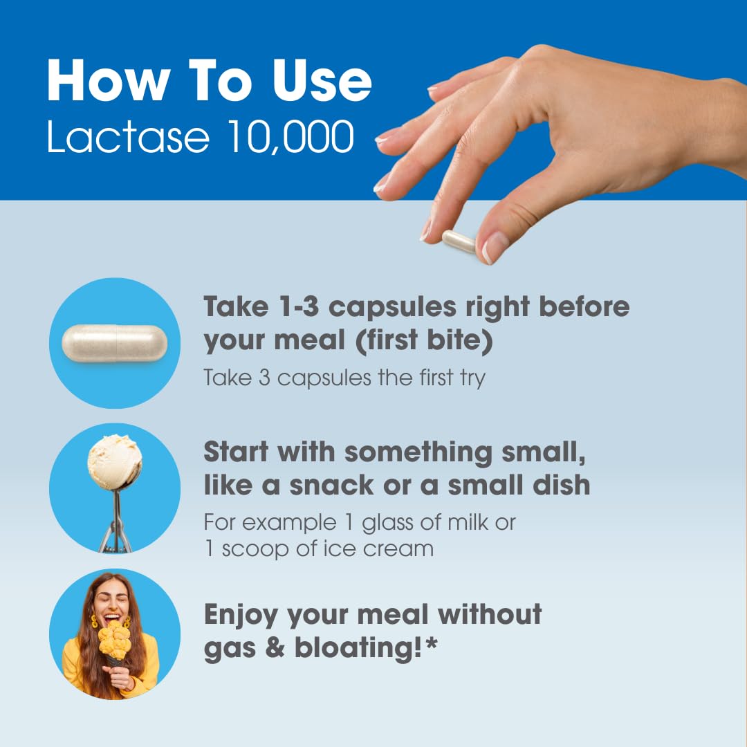 Top view of Intoleran digestive experts high strength lactose tolerance supplement box.