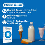 Intoleran 6 scored vegan tablets packaging showing nutritional facts and enzyme count