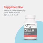 Imported Allergy Research Group pancreatic enzyme supplement packaging side view