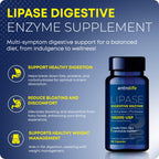Side view of ANTROLIFE 17 active plant enzymes bottle detailing serving size and instructions
