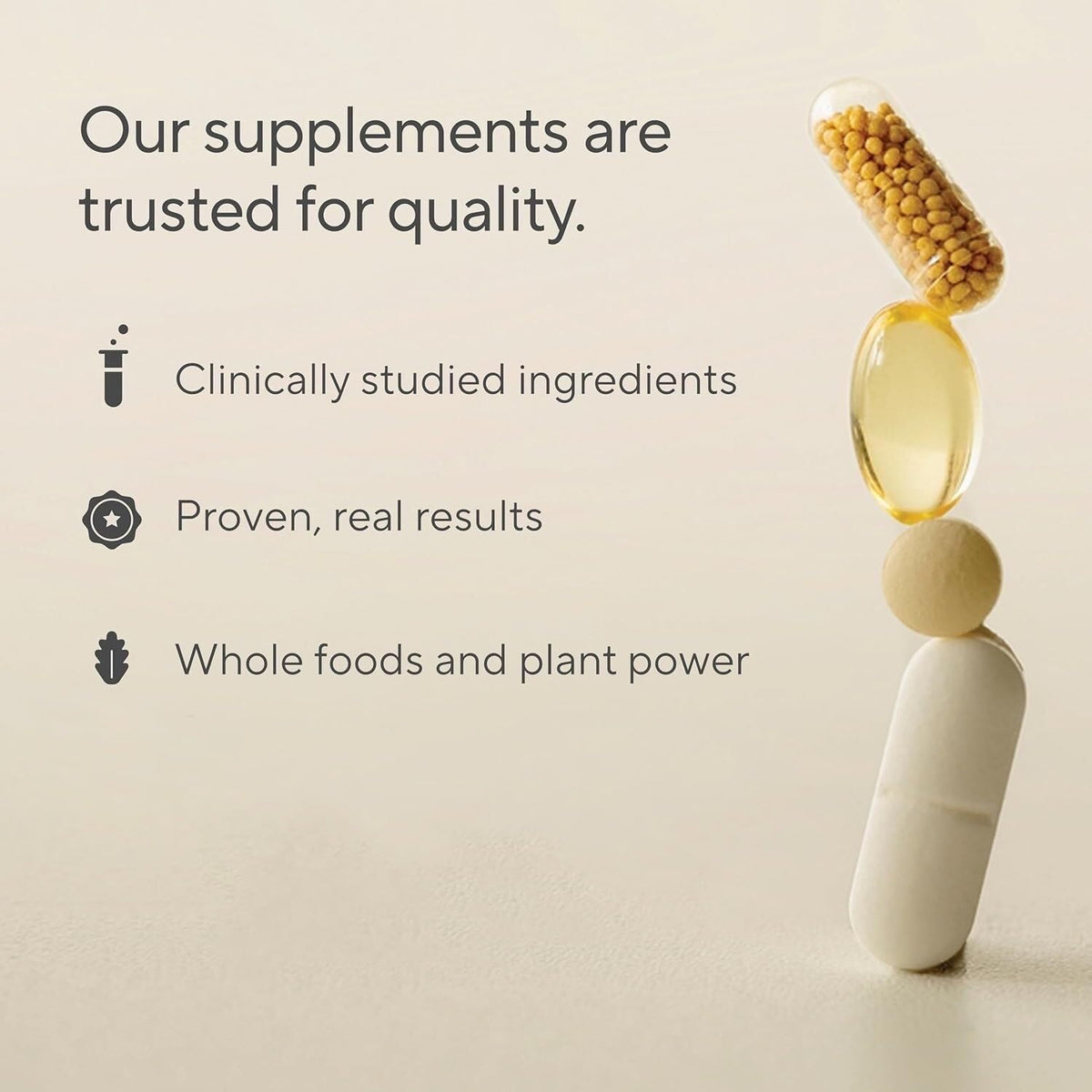 Sunergetic immunity and regular digestion capsule supplement close up view