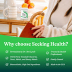 Seeking Health digestive enzyme support bottle base showing batch code and expiry information
