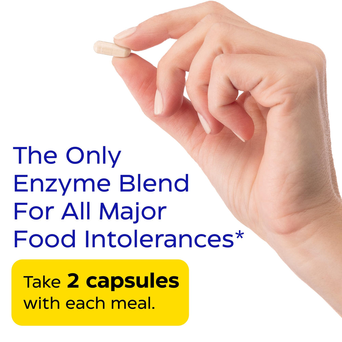 Enzymedica Digest Spectrum food intolerance capsules bottle highlighting gas and bloating relief benefits.