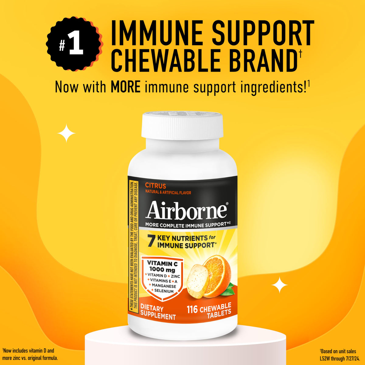 Airborne Citrus Chewable Tablets 116 count packaging details