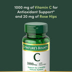 Side view of Nature's Bounty USA imported Vitamin C showing product authenticity details
