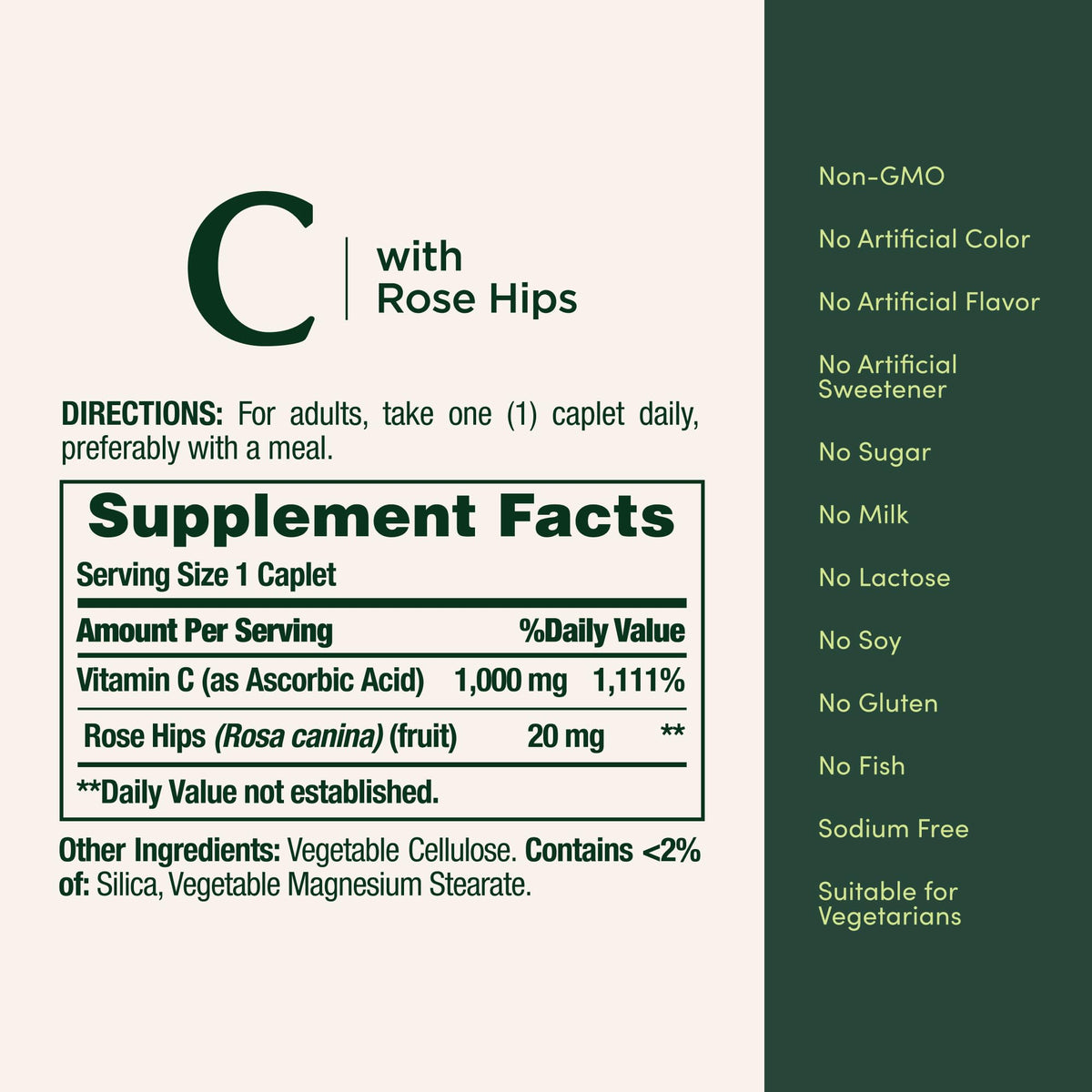 Nature's Bounty Vitamin C 1000 milligrams coated caplets displayed next to the packaging