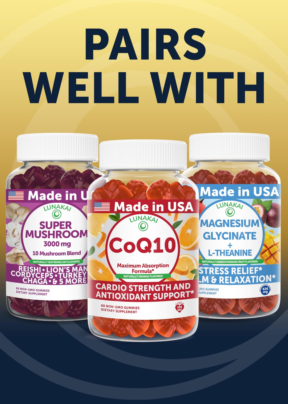 Lunakai imported vegan blood flow support supplement bottle with capsule count