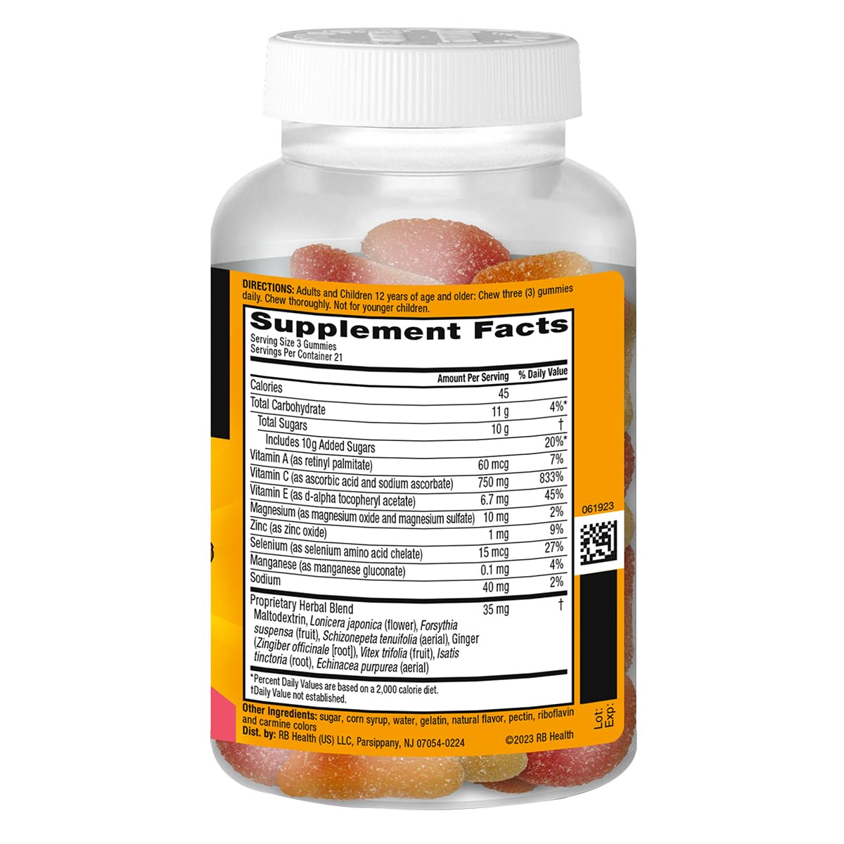 Authentic Airborne immune support supplement bottle showing natural ingredients including Echinacea and Ginger