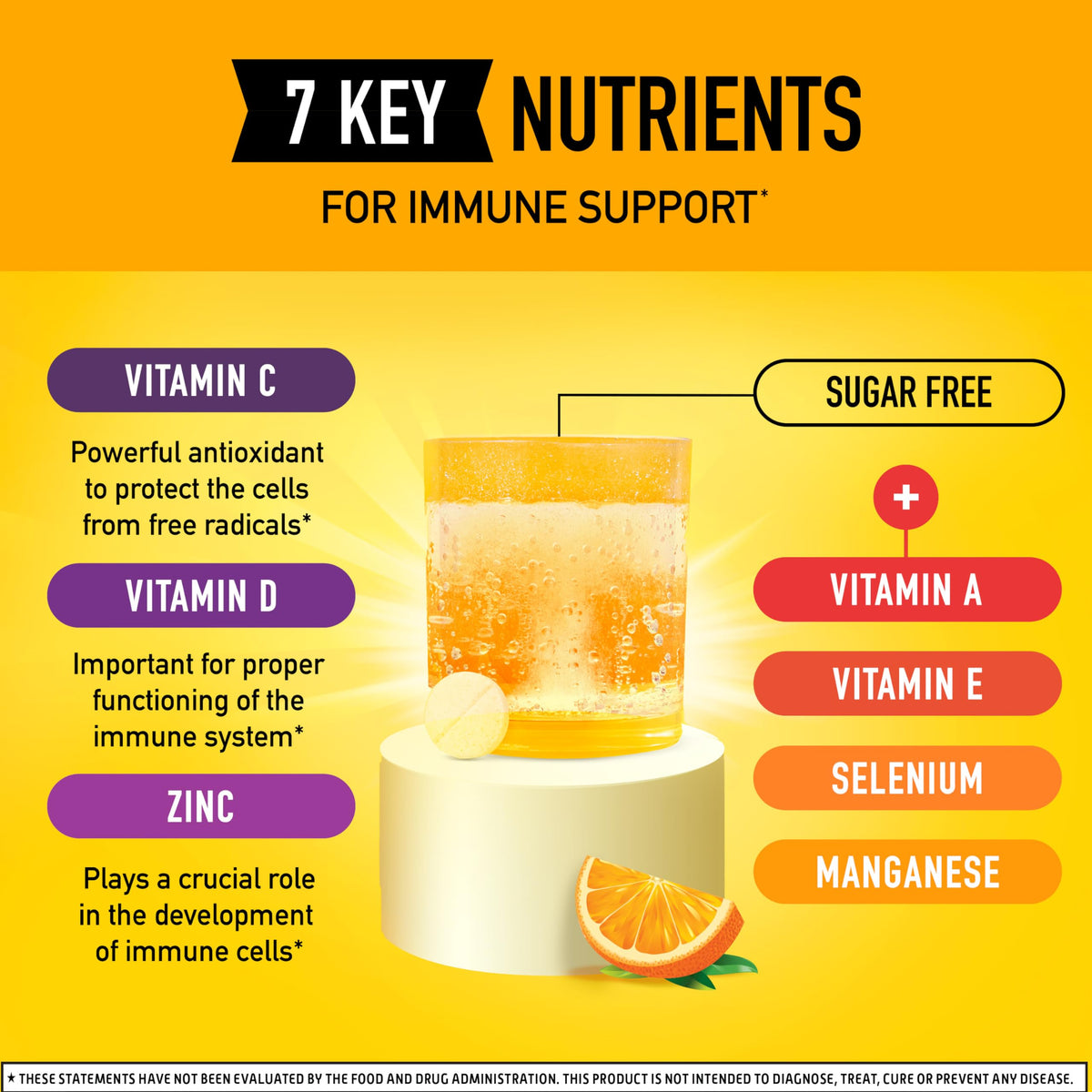 Airborne immune support supplement showing fizzy tablet dissolving in water