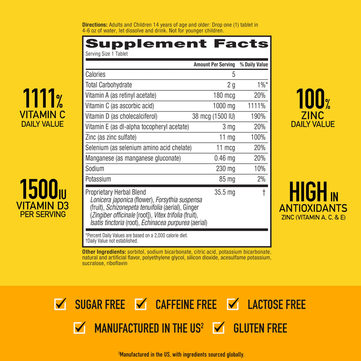 Authentic Airborne Vitamin C with Vitamin D and Zinc supplement tube closeup