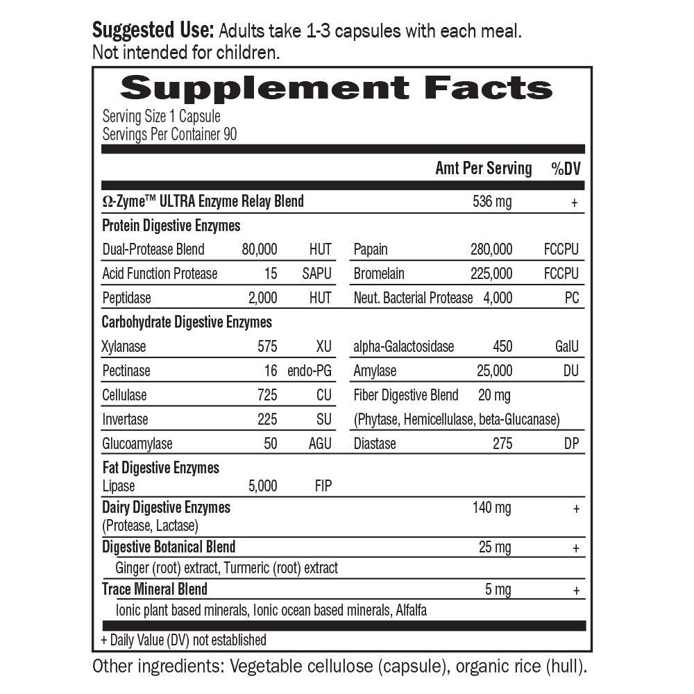 Close-up of the vegetarian, gluten-free, and dairy-free certifications on the Garden of Life digestive enzymes box.