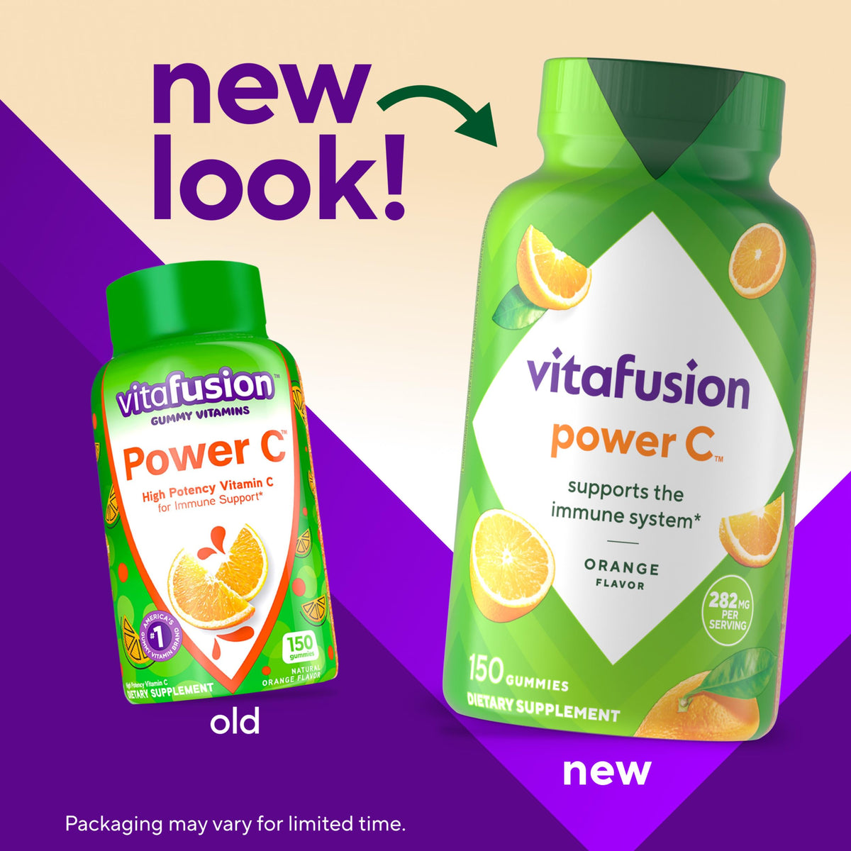 Vitafusion authentic USA imported orange flavor chewable supplement side label ingredients