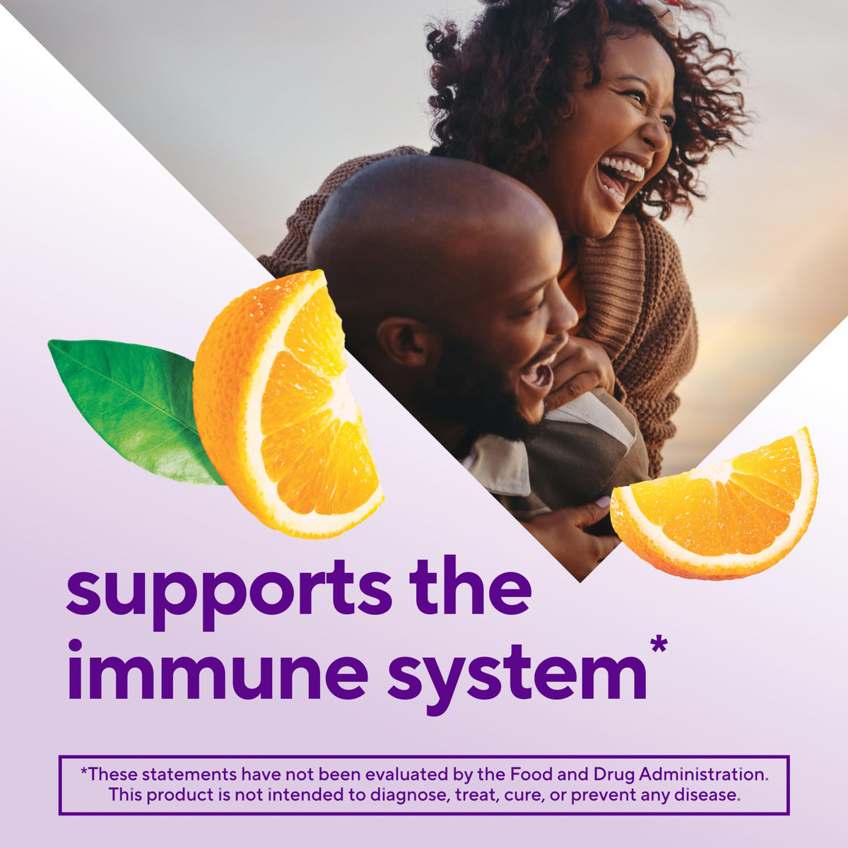 VitaFusion high potency immunity booster gummies bottle display with natural orange graphics