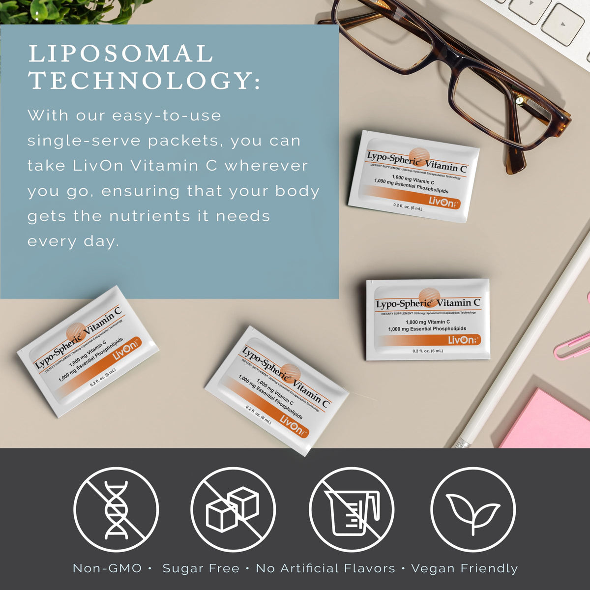 LivOn Laboratories premium health supplement packets box view for daily wellness.
