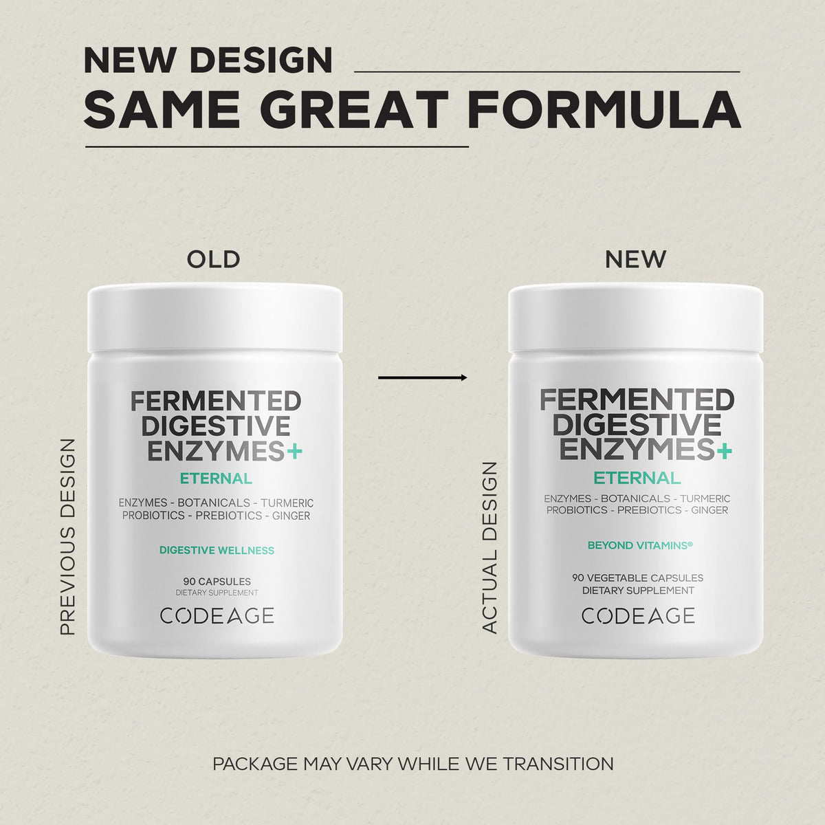 Codeage USA imported gut health supplement capsules displaying plant based premium ingredients
