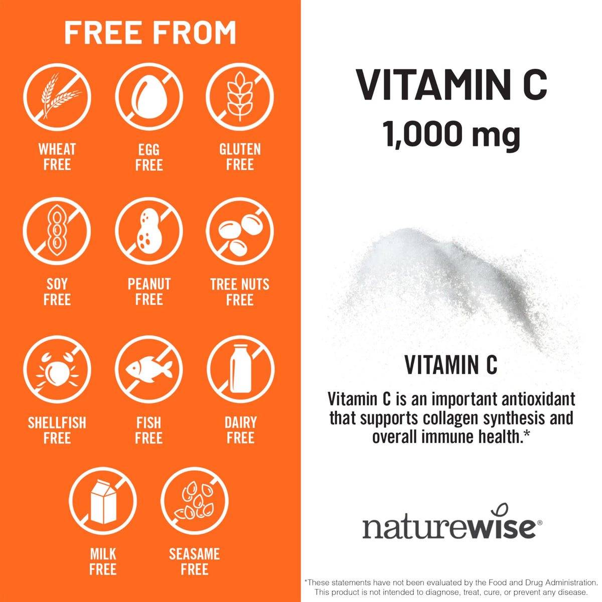Close up view of clean vegan capsule ingredients on the back of NatureWise bottle
