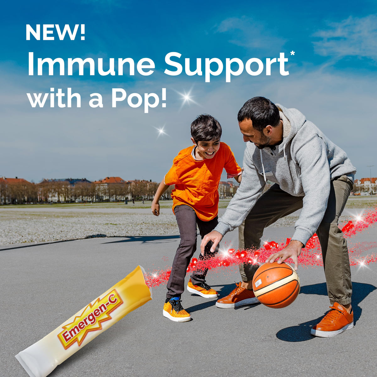 Emergen-C kids Vitamin C popping crystals individual stick packs layout