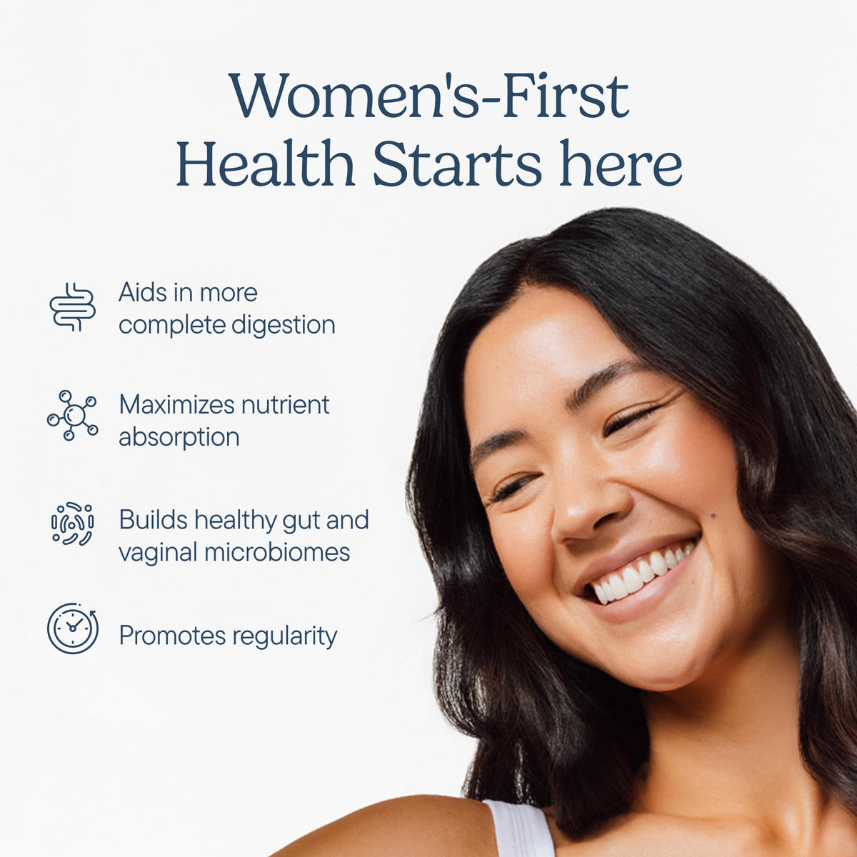 Zenwise Health 3-in-1 women's probiotic capsules showing vegetarian certification and prebiotic details.