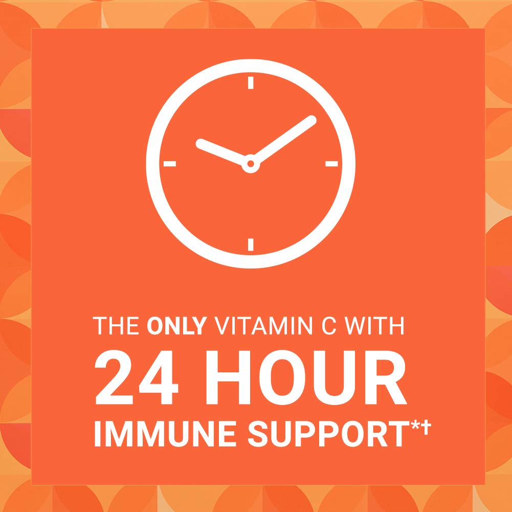 Imported Ester-C 500mg daily immune defense tablets showing gluten free and non GMO seals