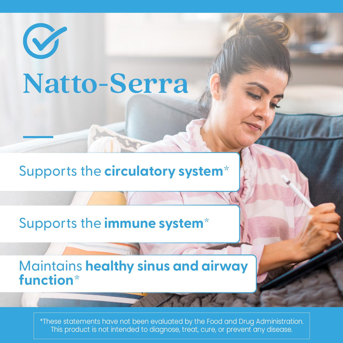 Doctor's Best Natto-Serra imported cardiovascular wellness supplement bottle packaging layout view.
