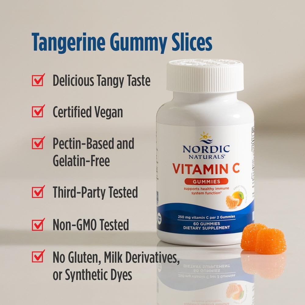 Authentic USA imported Nordic Naturals daily immunity vegan gummies side profile