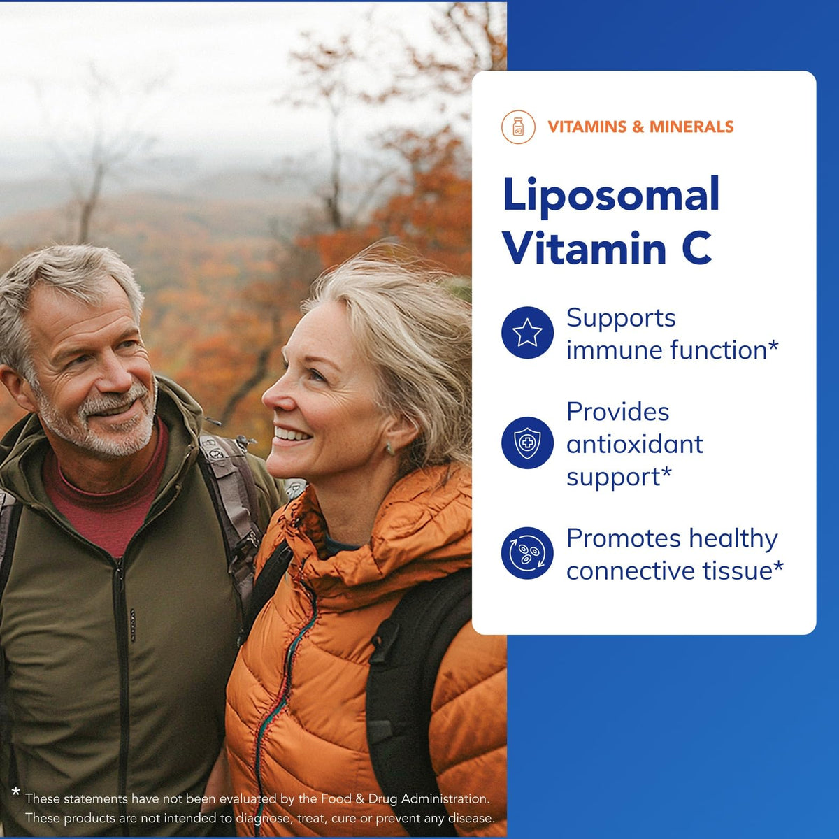 Side profile of the hypoallergenic Pure Encapsulations Liposomal Vitamin C bottle outlining non-GMO features