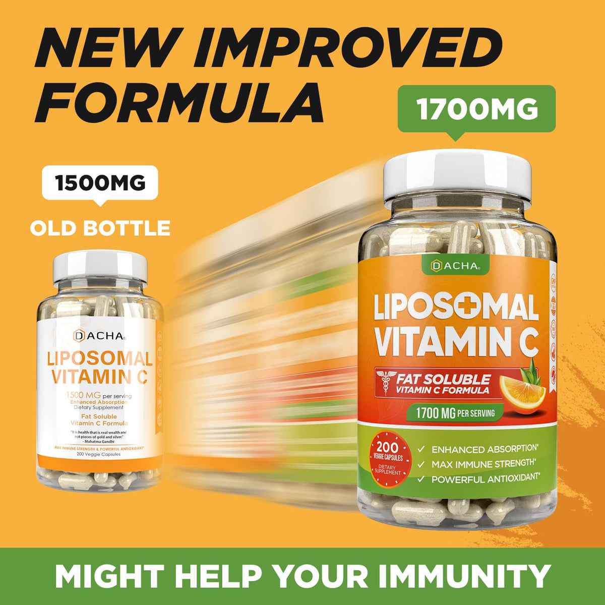 Dacha Liposomal Vitamin C 200 veggie capsules supplement facts and ingredient label details