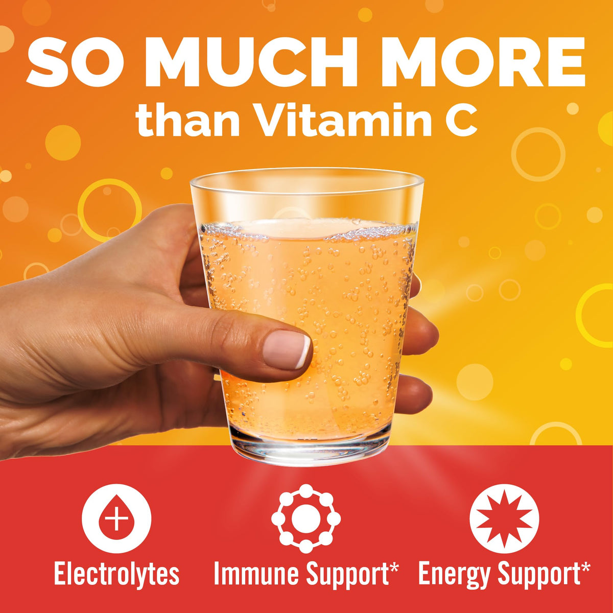 Emergen-C turmeric and ginger immune support sachet pouring into water